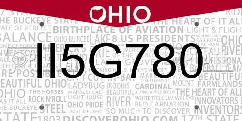 II5G780 Ohio License Plate
