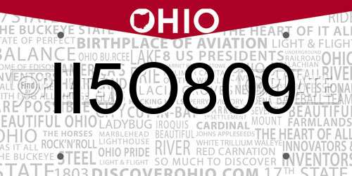 II5O809 Ohio License Plate