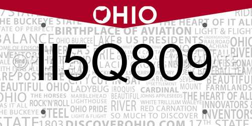 II5Q809 Ohio License Plate