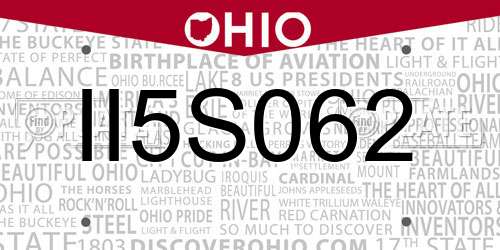 II5S062 Ohio License Plate