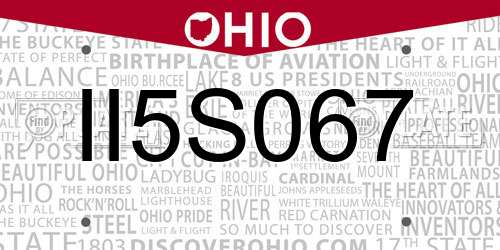 II5S067 Ohio License Plate