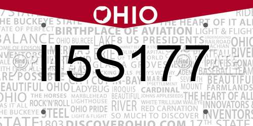 II5S177 Ohio License Plate