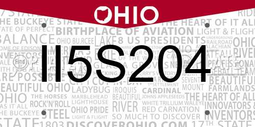 II5S204 Ohio License Plate