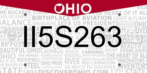 II5S263 Ohio License Plate