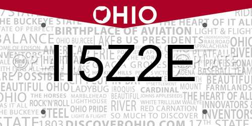 II5Z2E Ohio License Plate