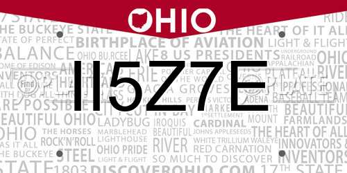 II5Z7E Ohio License Plate