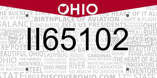 II65102 Ohio License Plate