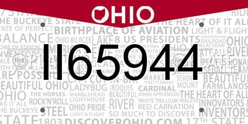 II65944 Ohio License Plate