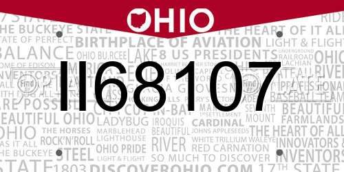 II68107 Ohio License Plate