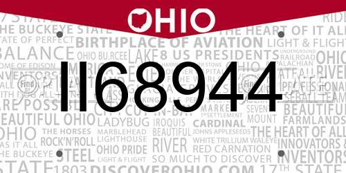 II68944 Ohio License Plate