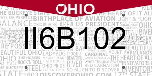 II6B102 Ohio License Plate