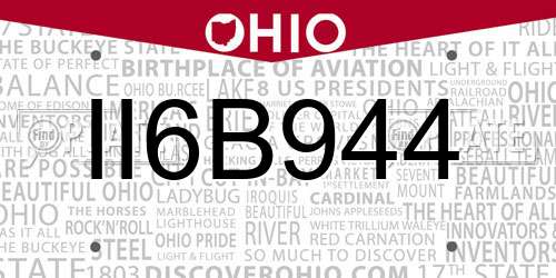 II6B944 Ohio License Plate