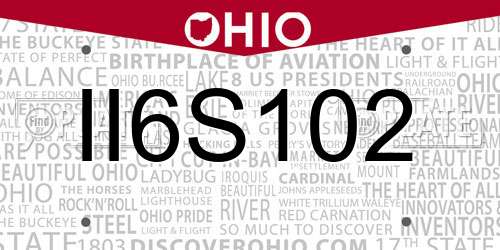 II6S102 Ohio License Plate