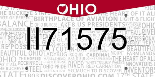 II71575 Ohio License Plate