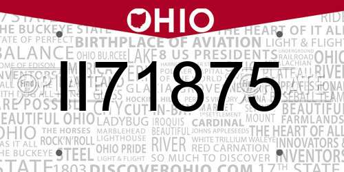 II71875 Ohio License Plate
