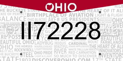 II72228 Ohio License Plate