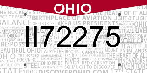 II72275 Ohio License Plate