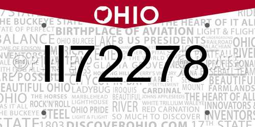 II72278 Ohio License Plate