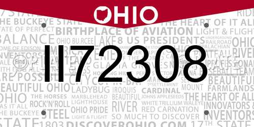 II72308 Ohio License Plate