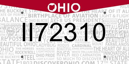 II72310 Ohio License Plate