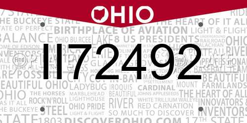 II72492 Ohio License Plate
