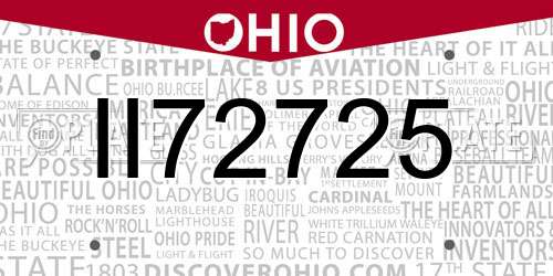 II72725 Ohio License Plate