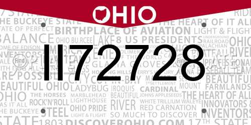 II72728 Ohio License Plate