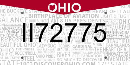 II72775 Ohio License Plate