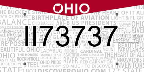 II73737 Ohio License Plate