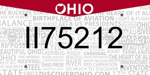 II75212 Ohio License Plate