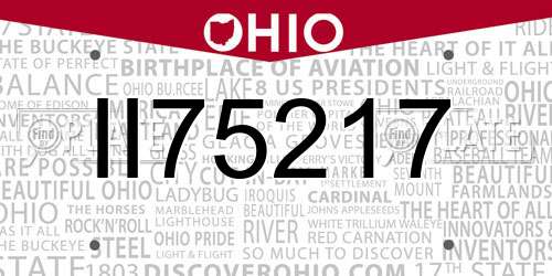 II75217 Ohio License Plate