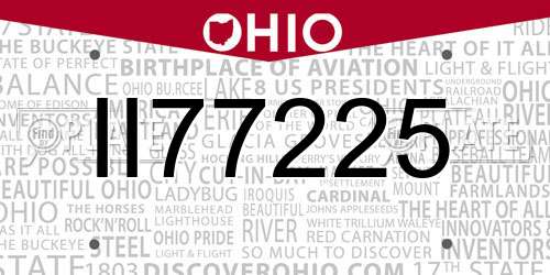 II77225 Ohio License Plate