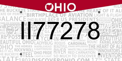 II77278 Ohio License Plate