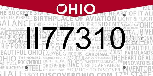 II77310 Ohio License Plate