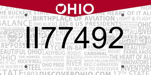 II77492 Ohio License Plate