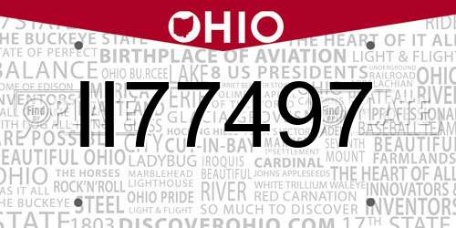 II77497 Ohio License Plate