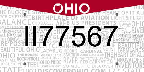 II77567 Ohio License Plate