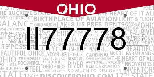 II77778 Ohio License Plate