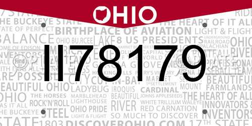 II78179 Ohio License Plate
