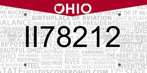 II78212 Ohio License Plate