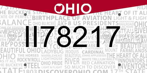 II78217 Ohio License Plate