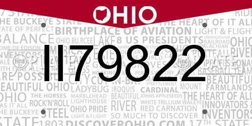 II79822 Ohio License Plate