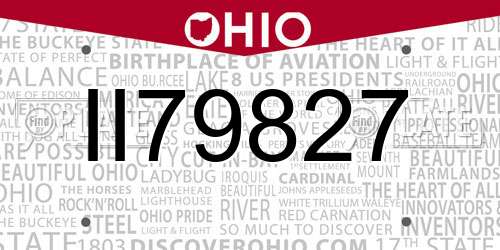II79827 Ohio License Plate