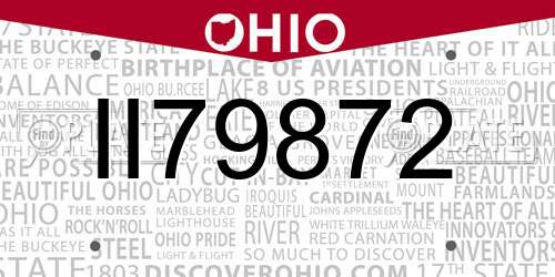 II79872 Ohio License Plate
