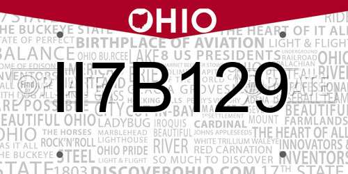 II7B129 Ohio License Plate