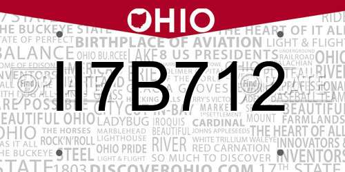 II7B712 Ohio License Plate