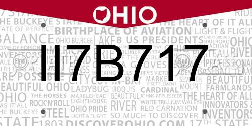II7B717 Ohio License Plate