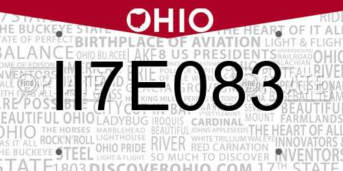 II7E083 Ohio License Plate