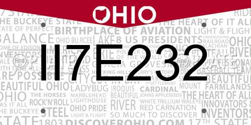 II7E232 Ohio License Plate