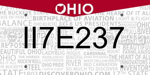 II7E237 Ohio License Plate